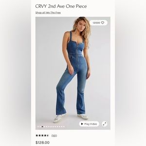 Free People curve denim jumpsuit, 6S, used like-new